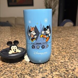 Disneyland Paris Blue Travel Mug with Mickey and Minnie
